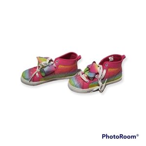 Skechers Jojo Siwa Girls Sneakers HighTop Glitter Rainbow Tye Dye Size 3